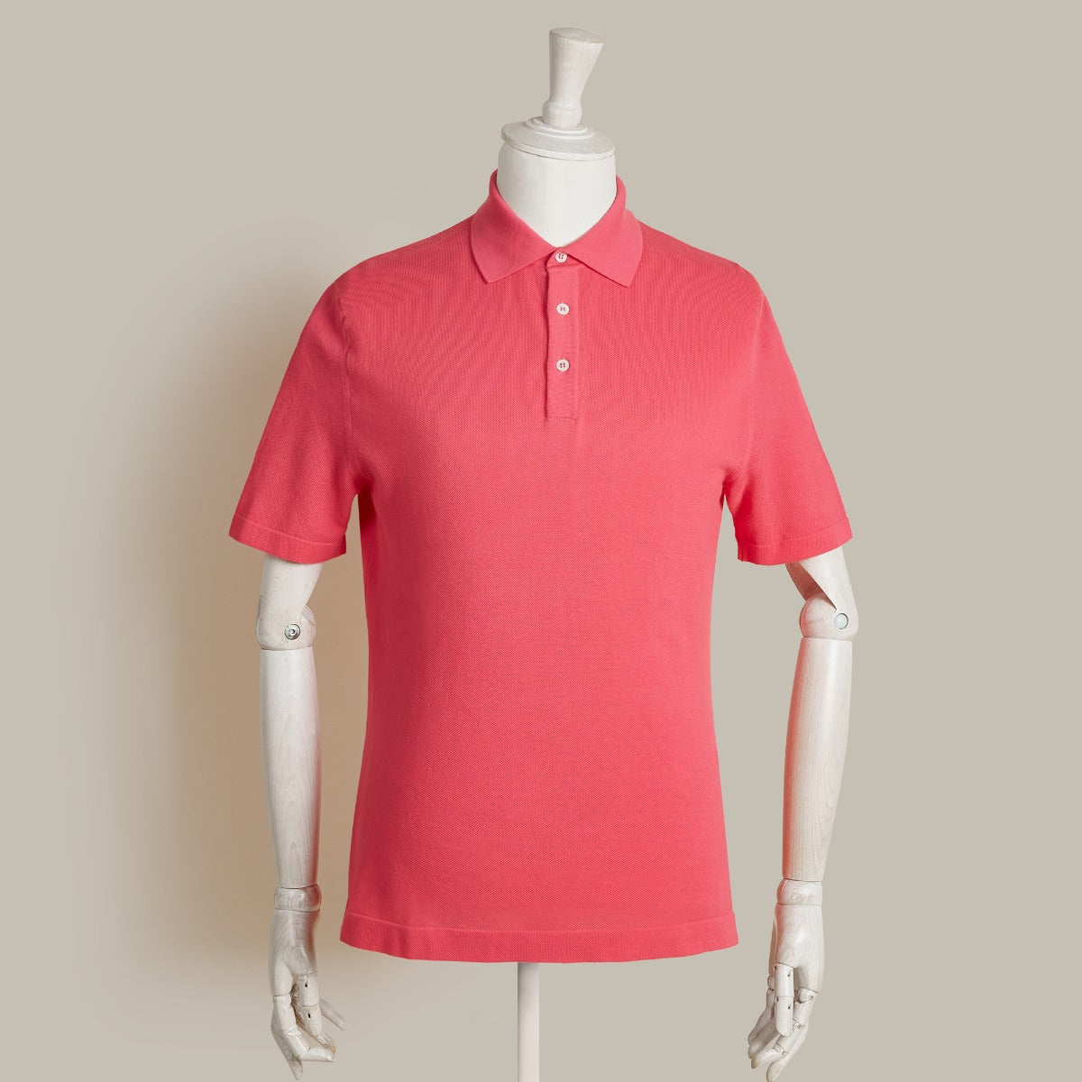 Short Sleeve Knitted Polo Shirt In Fuchsia