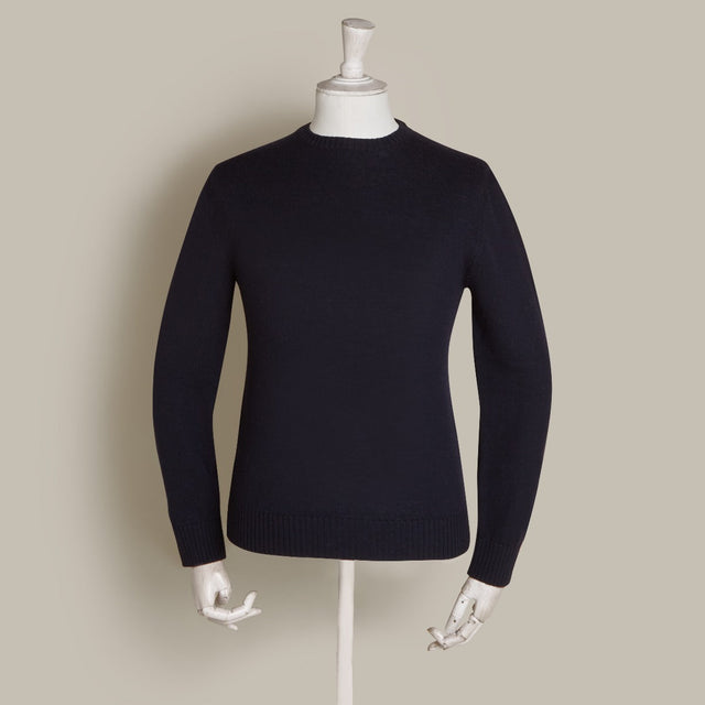Soft Extrafine Merino Wool Sweater In Dark Navy