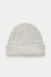 Wide Cuff Cashmere Beanie Soft Grey