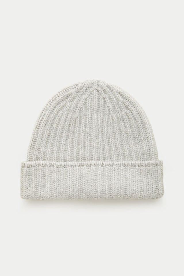 Wide Cuff Cashmere Beanie Soft Grey