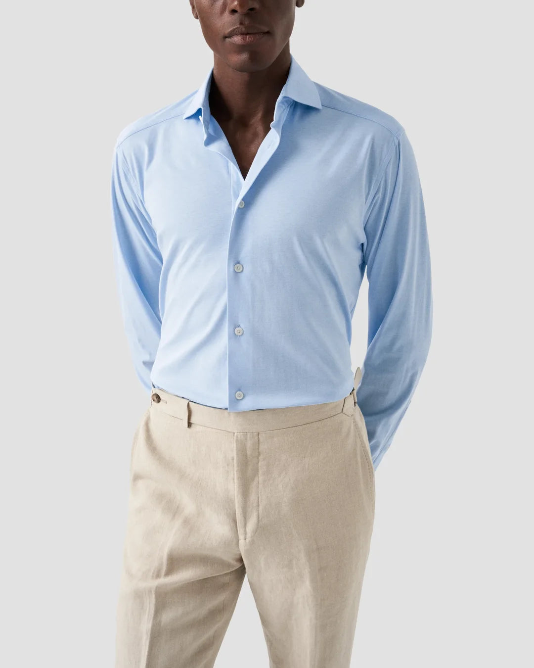 Solid Cotton Four Way Stretch Shirt Eton