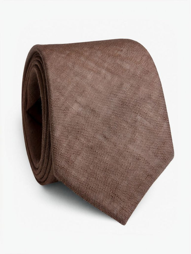 Solid Chocolate Linen Tie