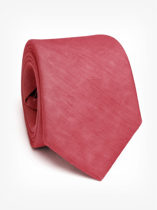 Solid Garnet Linen Tie
