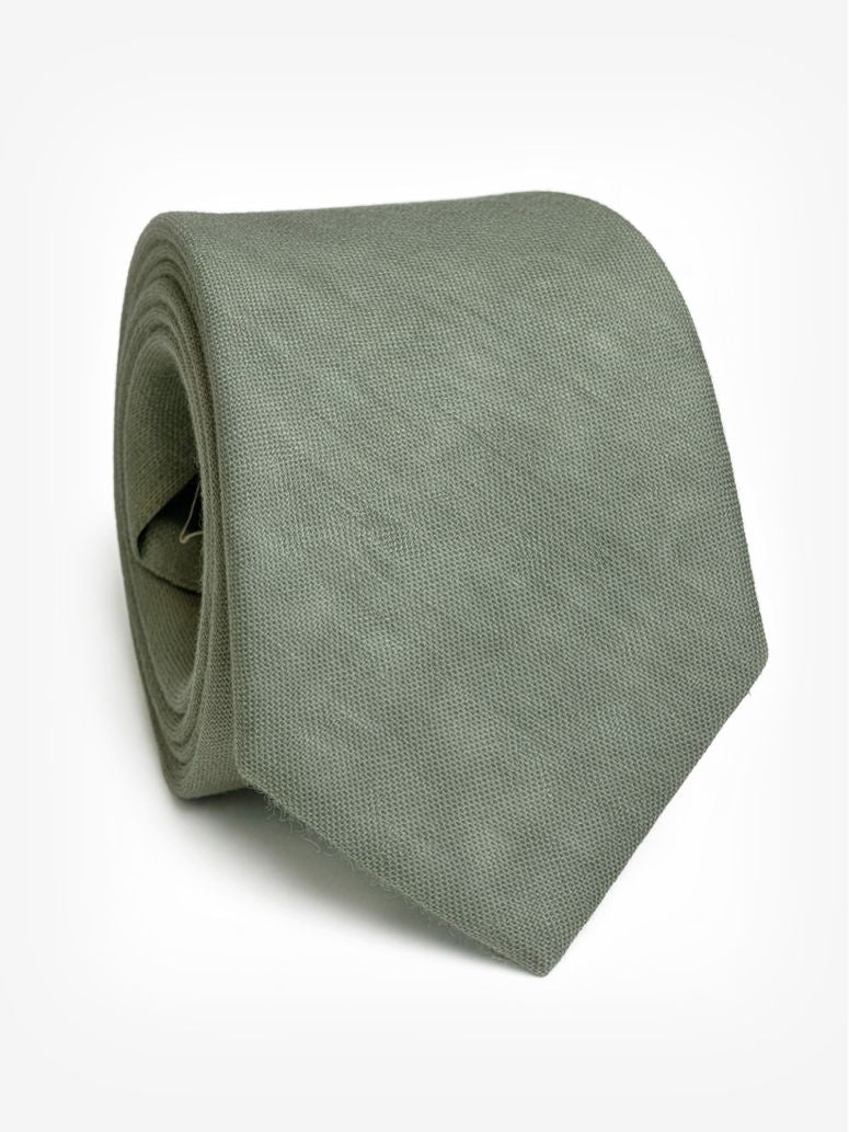 Solid Garrigue Green Linen Tie