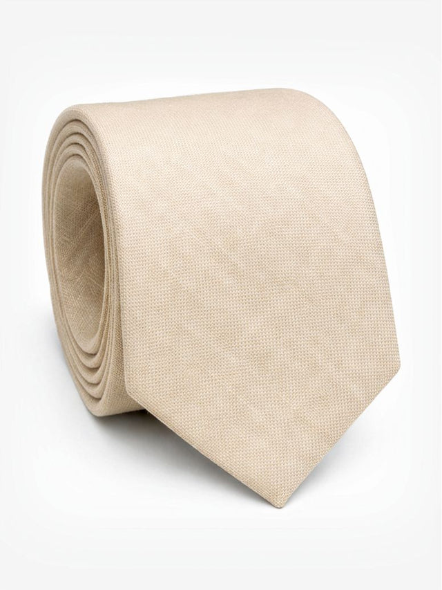 Solid Sand Linen Tie