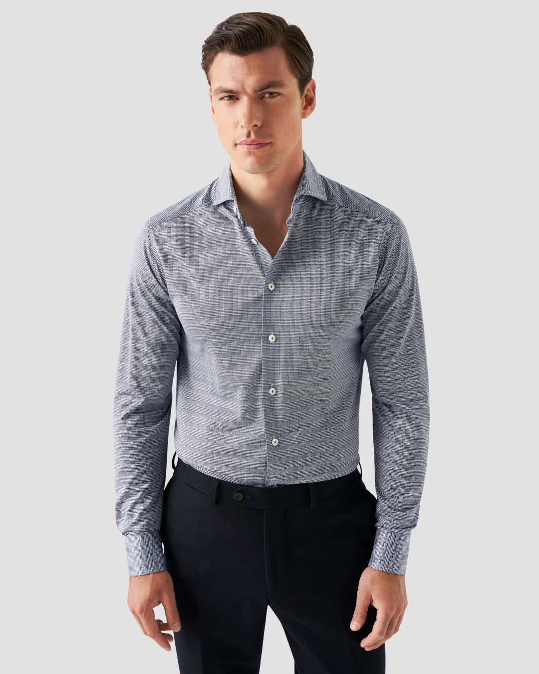 Checked Filo Di Scozia Knitted Shirt Eton