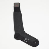 Grey herringbone over-the-calf wool socks