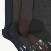 Grey Herringbone Over The Calf Wool Socks
