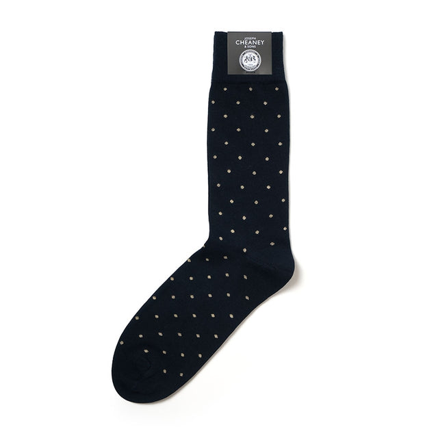 Spot Pattern Navy Cotton Socks
