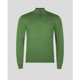 Sean Cotton 1/4 Zip Jumper Moss Green | Magee 1866