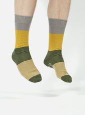 Grey Gold Cotton Bold Stripe Sock