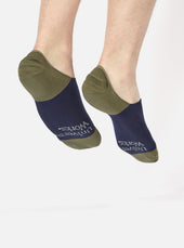 Olive Cotton Mix Knit No Show Sock