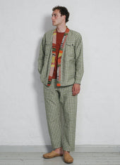 TYGE | Wide Cut Cropped Trousers | Sashiko Green