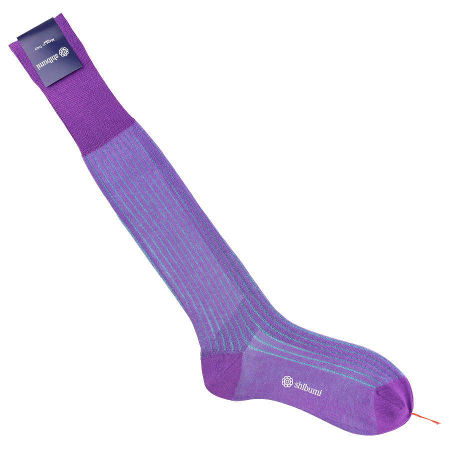 Knee Socks Shadow Stripes Purple Sky Pure Cotton