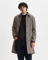 Stan Natural Houndstooth Check Wool Car Coat