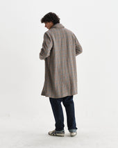 Stan Natural Houndstooth Check Wool Car Coat