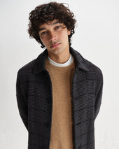 Stan And Grey Puppytooth Check Wool Car Coat