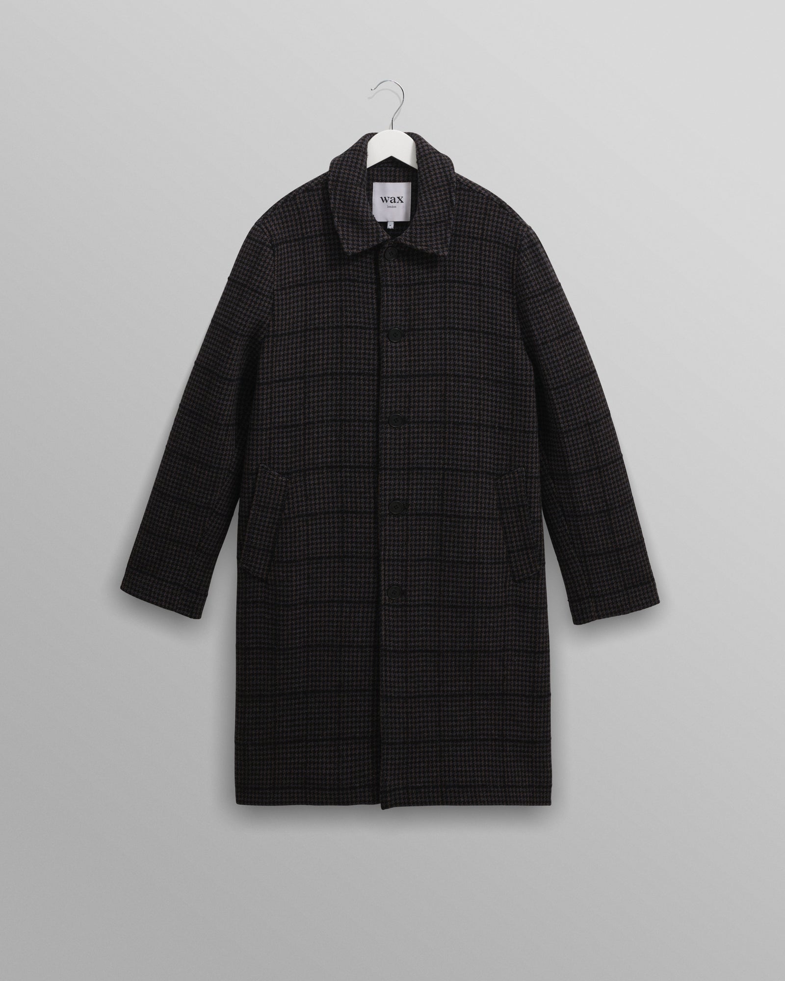 Stan And Grey Puppytooth Check Wool Car Coat