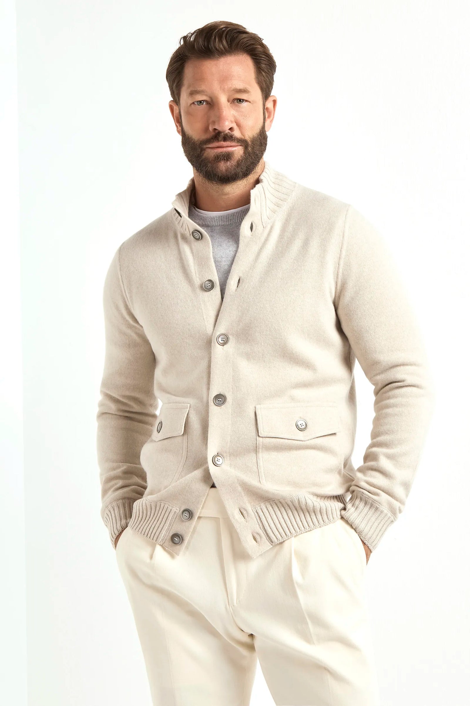 Cashmere Knitted Bomber Made In Italy