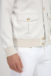 Cotton Knitted Bomber Made In Italy