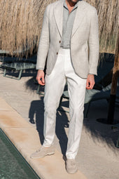 Herringbone Linen Jacket Soragna Collection Made In Italy