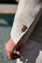 Herringbone Linen Jacket Soragna Collection Made In Italy
