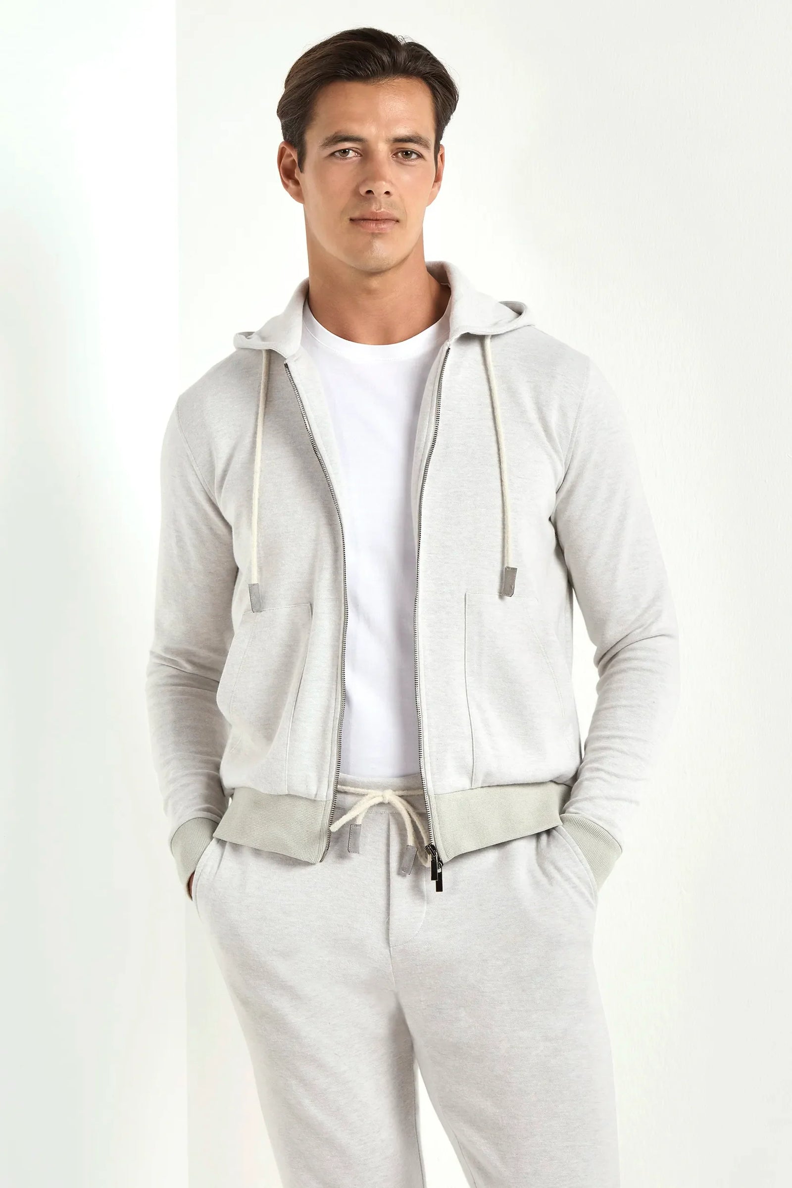 Jersey Zip Hoodie Made In Italy
