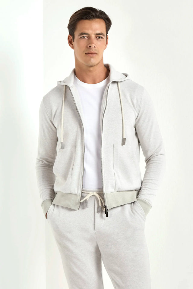 Stone jersey zip hoodie - Made in Italy