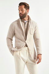 Stone knitted jacket – wool and cashmere – Made in Italy