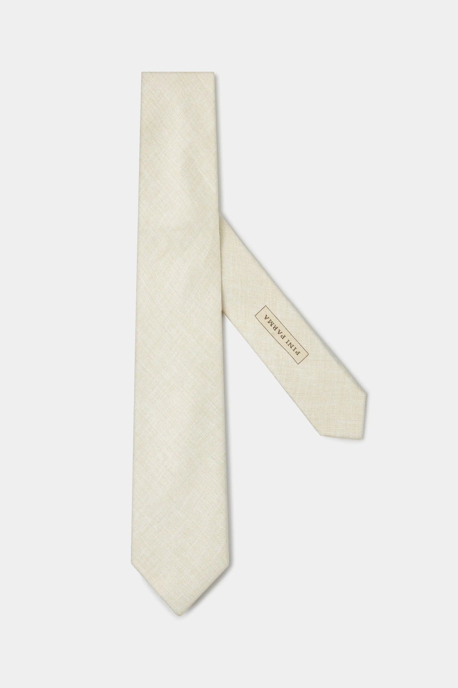 Stone Linen And Silk Tie Made In Italy