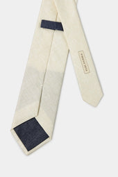 Stone Linen And Silk Tie Made In Italy