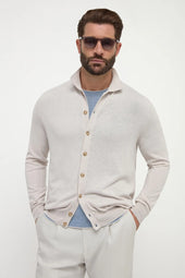 Stone polo cardigan - Made in Italy