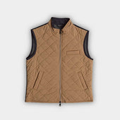 Stone Quilted Gilet With Navy Knitted Back