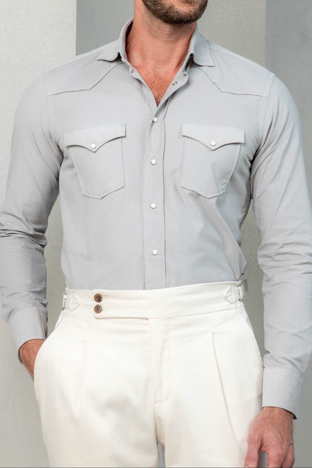 Velvet Effect Western Shirt Made In Italy