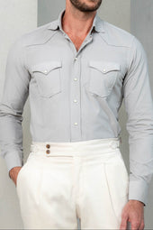 Stone velvet effect western shirt - Made in Italy
