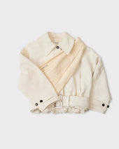 Stretch Wrinkle Leather Pleated Crossbody Bag, Ivory
