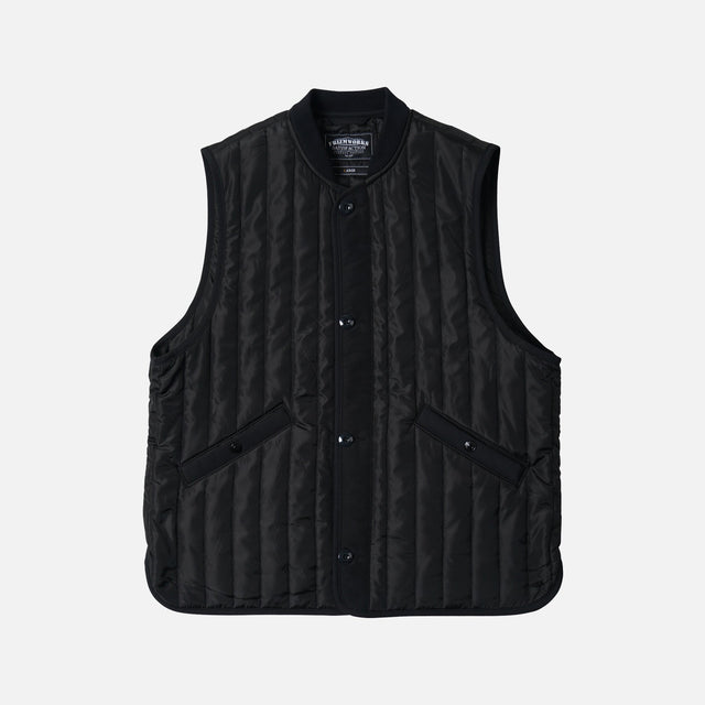 STRIPE QUILT MIL LINER VEST - BLACK
