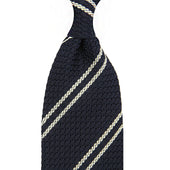 Striped Garza Grossa Grenadine Bespoke Tie Midnight