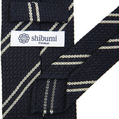 Striped Garza Grossa Grenadine Bespoke Tie Midnight