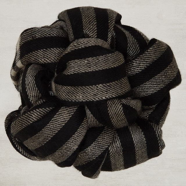 Striped Cashmere Scarf With Black And Ecru