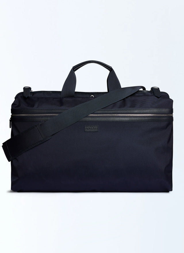 Nylon and grain leather suit bag