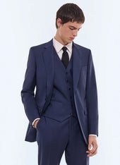 Fitted micro-pattern wool 3-piece suit