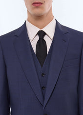 Fitted micro-pattern wool 3-piece suit