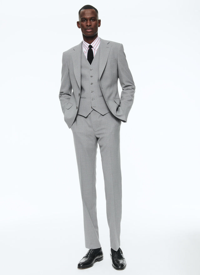 3-piece suit in grey fresco wool canvas