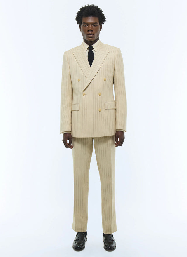 Cotton and linen double-breasted suit