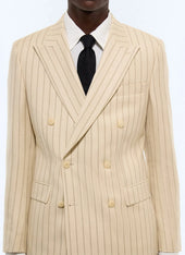Striped linen double-breasted suit