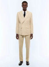 Striped linen double-breasted suit