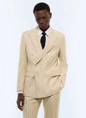 Striped linen double-breasted suit