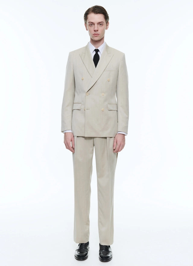 Patterned wool double-breasted suit