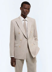 Double-breasted semiplain wool suit